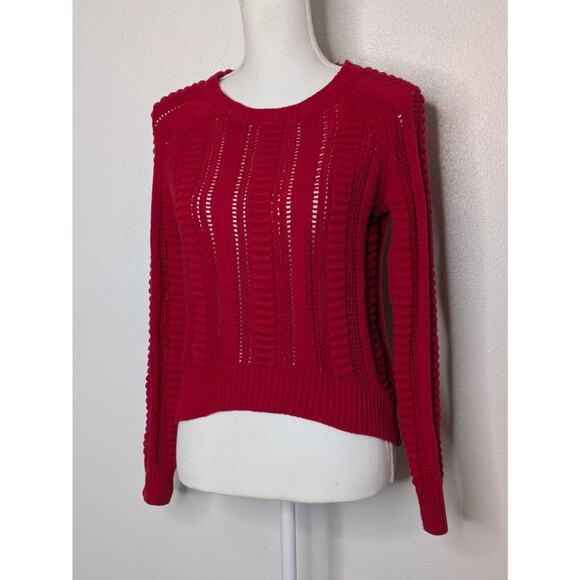 Romeo & Juliet Couture Women's Cropped Ribbed Open Knit Sweater Size Small - Picture 2 of 8